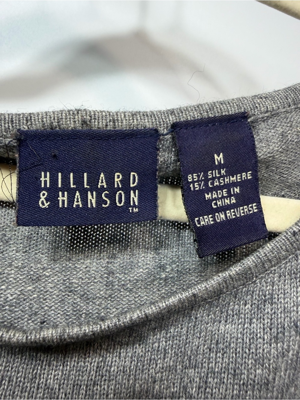 Hillard & Hanson Silk Cashmere Sweater Gray Scoop Neck Size M - Picture 7 of 10